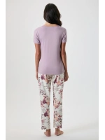Penyemood Saten yaka detaylı pembe pijama takımı