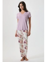 Penyemood Saten yaka detaylı pembe pijama takımı