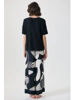 Penyemood Zebra desenli v yakalı geniş paça pantolon takmı