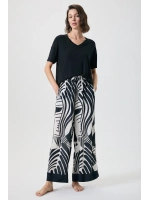 Penyemood Zebra desenli v yakalı geniş paça pantolon takmı