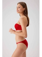 Pierre cardin Pisa Balenli Dolgulu Push Up Dantel Straplez Fantezi Sütyen ve Külot Takımı kırmızı