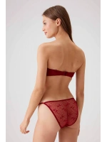 Pierre cardin Pisa Balenli Straplez Push Up Dolgulu Sütyen ve Külot Takımı bordo