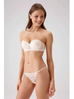 Pierre cardin Pisa Balenli Straplez Push Up Dolgulu Sütyen ve Külot Takımı Ekru