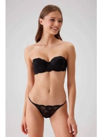 Pierre cardin Siena Balenli Desteksiz Dantelli Straplez Sütyen ve V-Slip İç Çamaşır Takımı siyah 4034