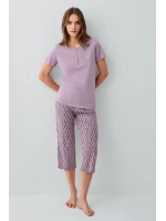 Pierre Cardin üç düğmeli kaprili mor pijama takımı