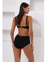 Tül detaylı Balenli toparlayıcı siyah bikini takımı