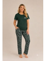 Yeşil %100 pamuk altı desenli pijama takımı