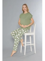 Yeşil  soft dokulu kısa kollu altı uzun pijama takım
