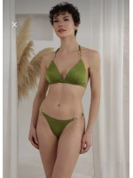 Zincir detaylı dolgulu yağ yeşili bikini takımı