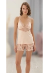 İnce askılı şortlu pembe dantel detaylı pijama takım