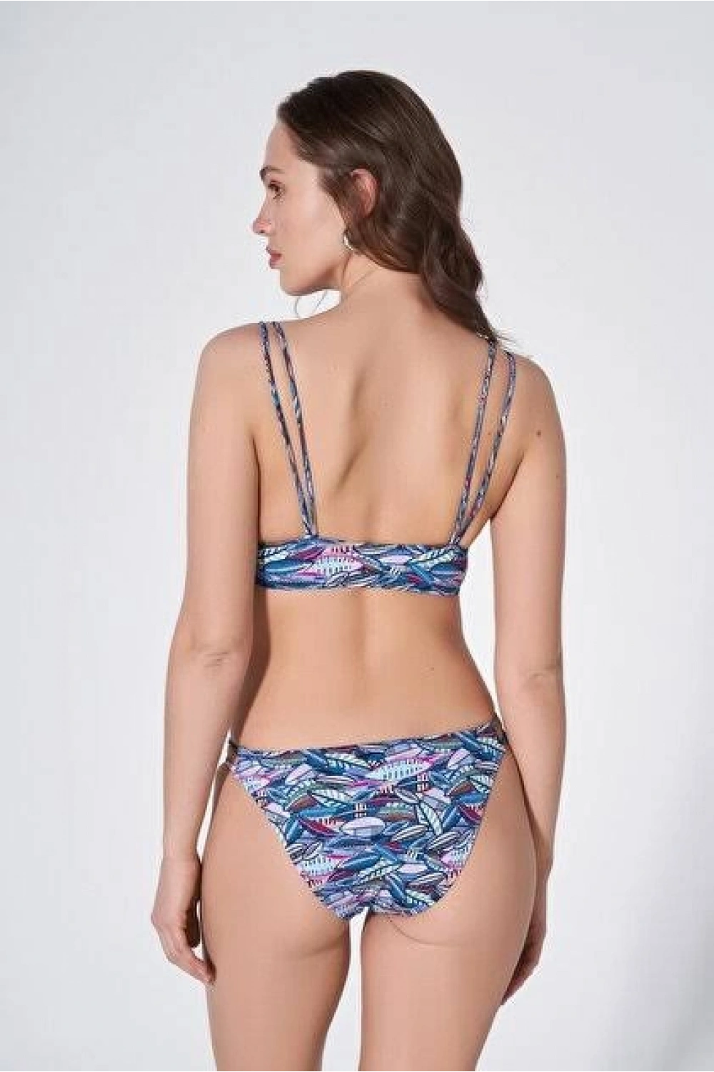 Mavi Etnik desenli bikini Takımı