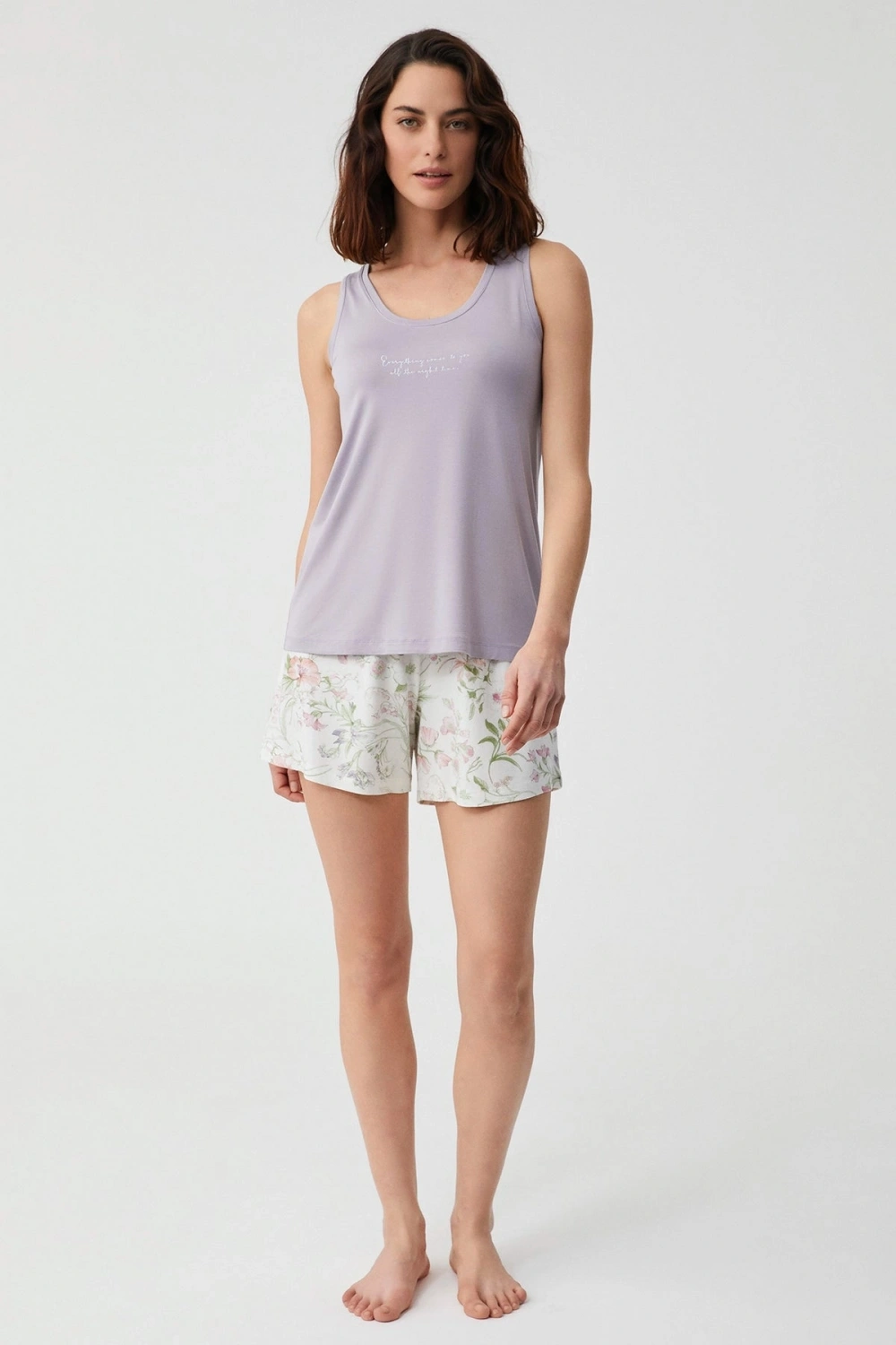 Penyemood Comfort mood şort lila takım 2806