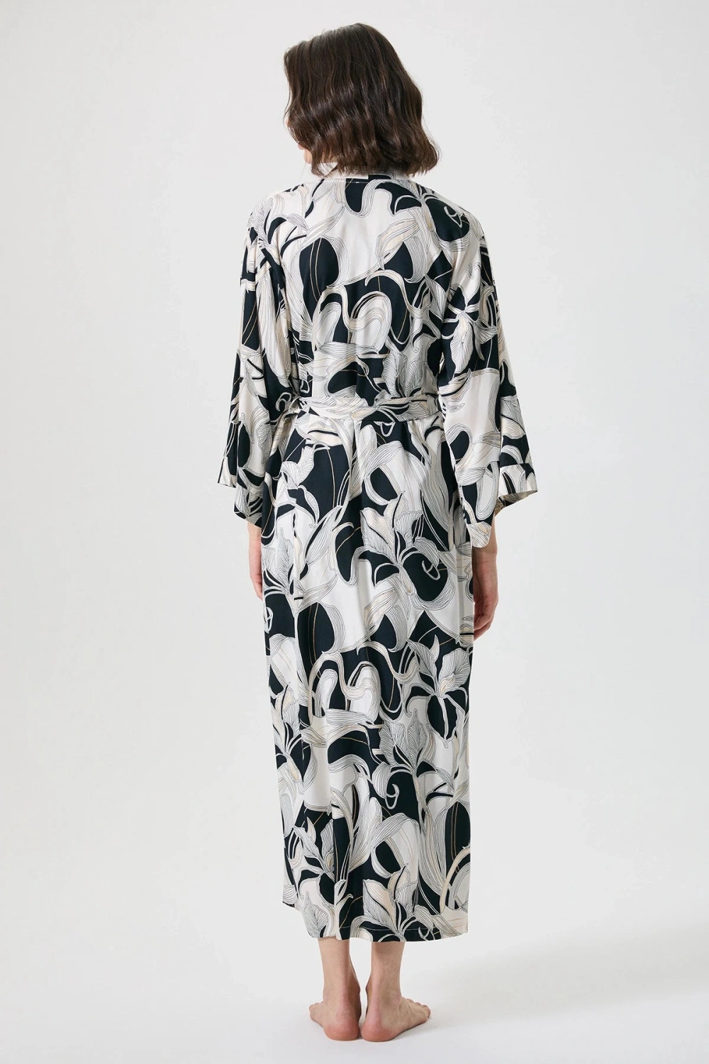 Penyemood Dantel detaylı kimono uzun sabahlık takımı