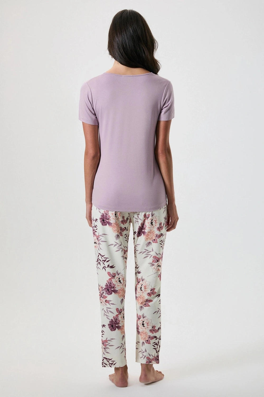 Penyemood Saten yaka detaylı pembe pijama takımı