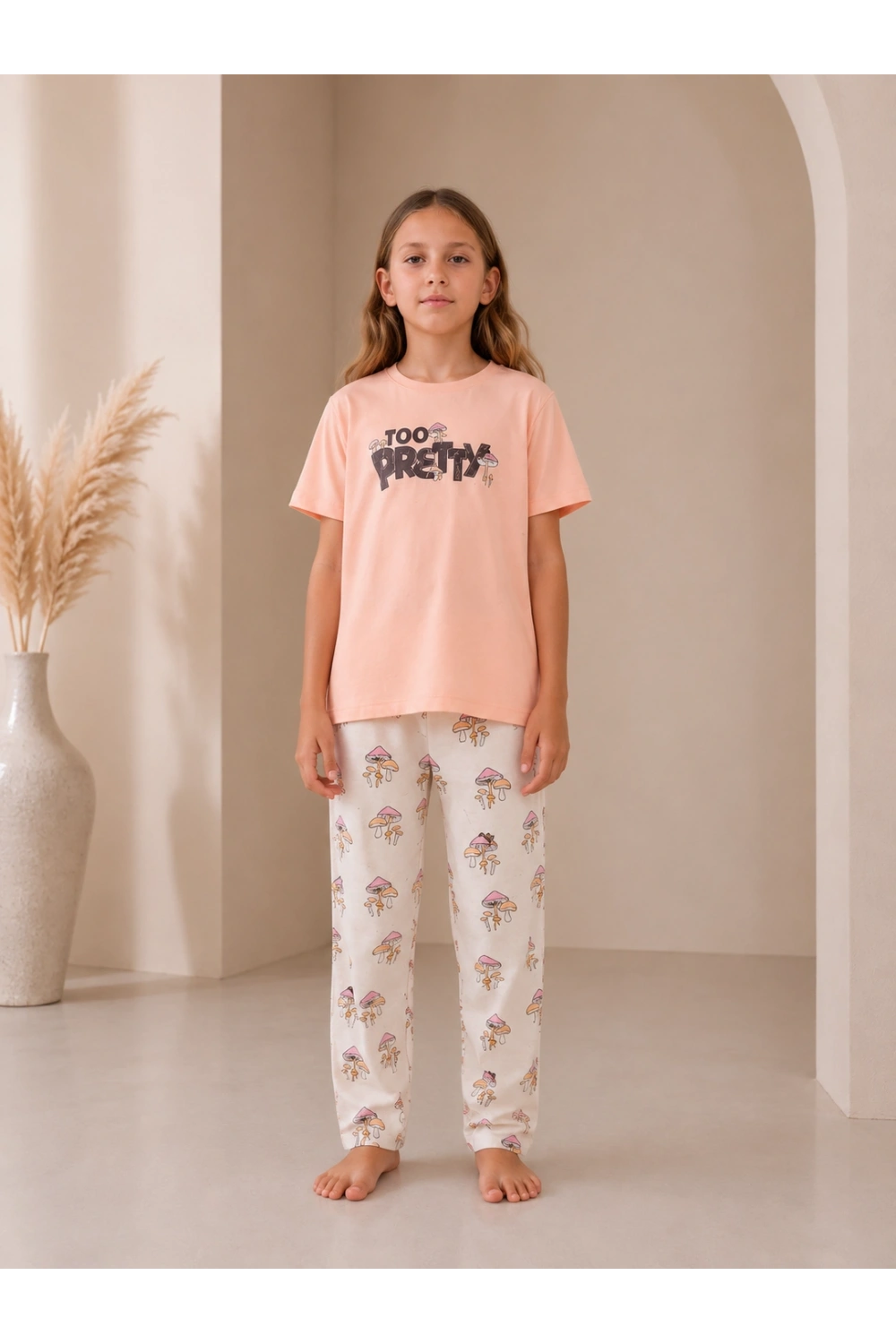 Rolypoly Kız çocuk somon rengi pijama takımı