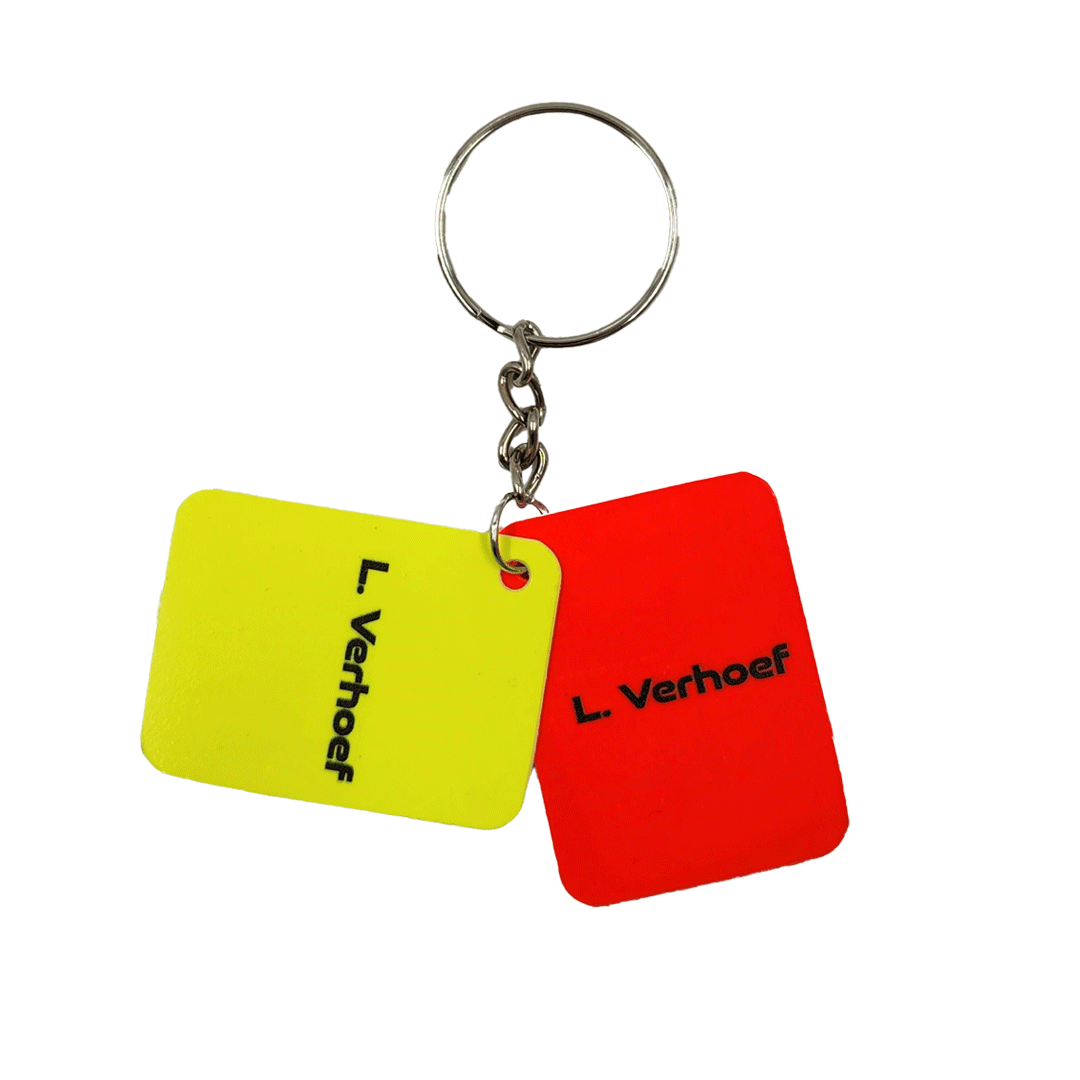 Personalized Yellow/Red Keychain-Just Text, Personalized Referee Keychain