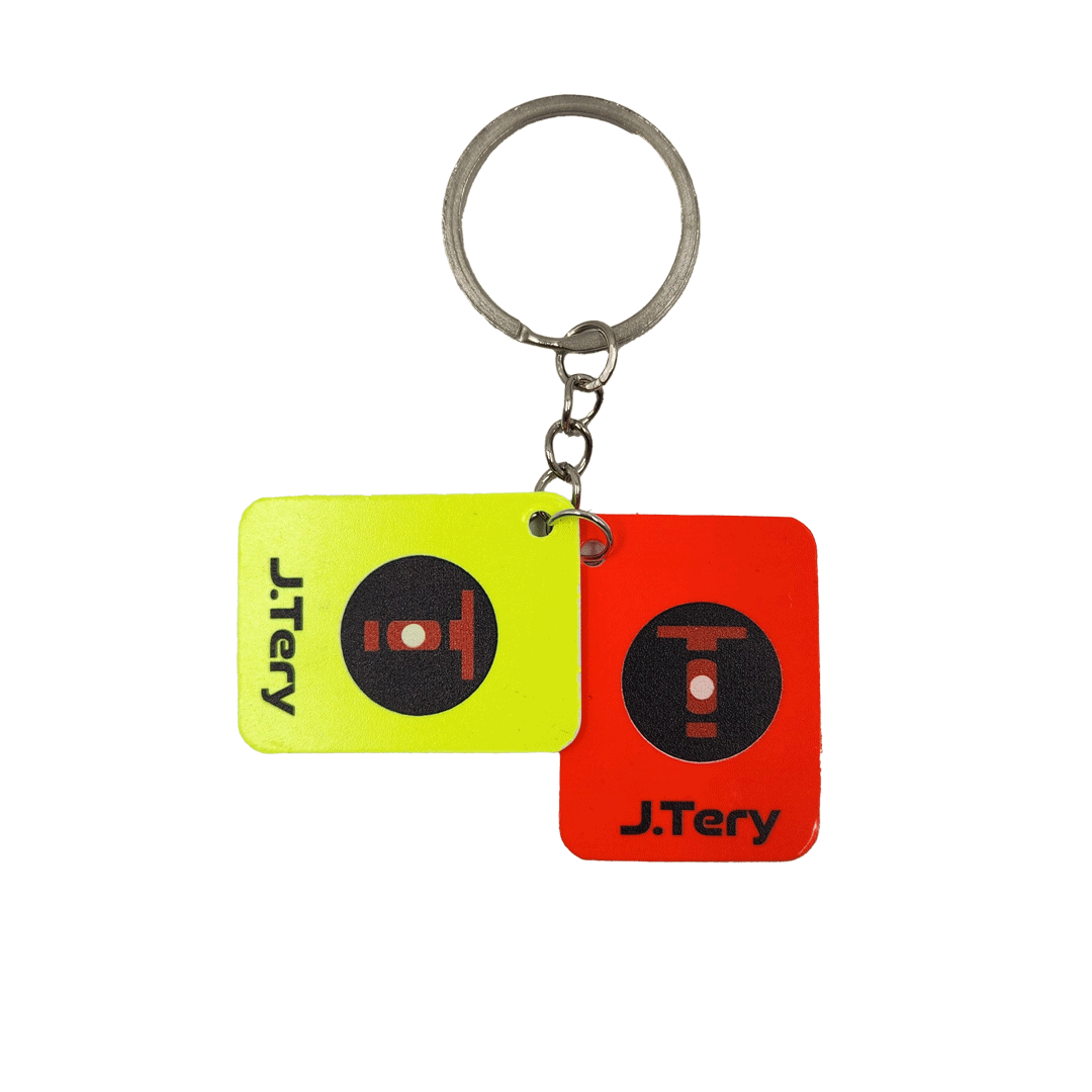 Personalized Yellow/Red Keychain - Text+Logo, Personalized Referee Keychain