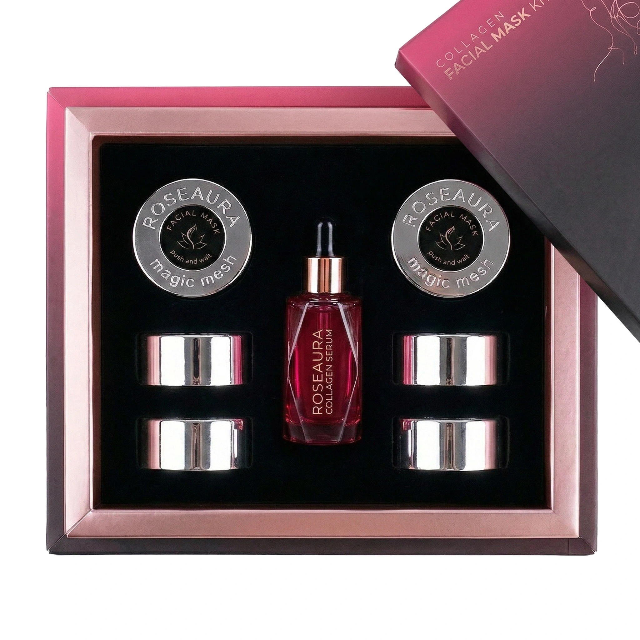 Collagen Facial Mask Kit: Serum + Mask for Firmness and Elasticity - 6 Times Use