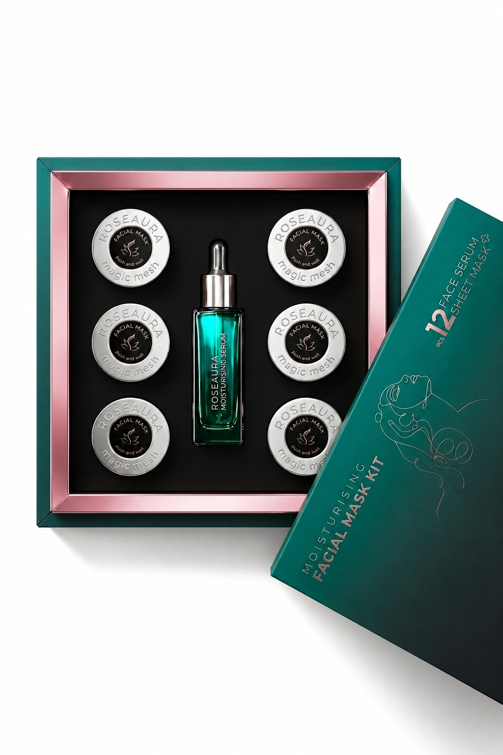 Moisturizing Facial Mask Kit: Serum + Mask for Deep Hydration - 12 Times Use