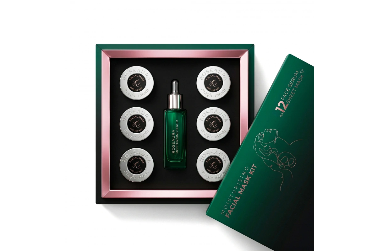 Moisturizing Facial Mask Kit: Serum + Maske für intensive Hydratisierung – 12 Anwendungen