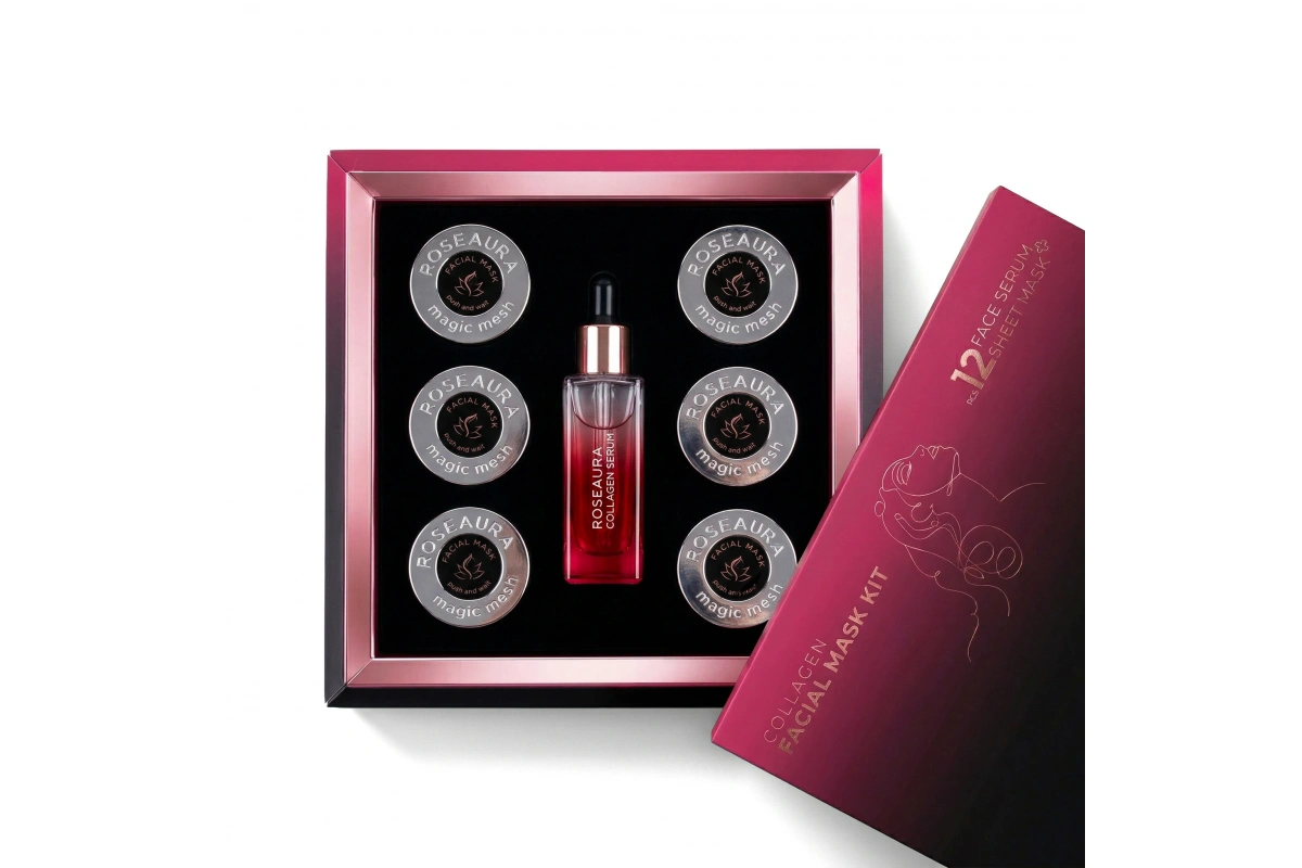 Collagen Facial Mask Kit: Serum + Maske für Festigkeit und Elastizität – 12 Anwendungen