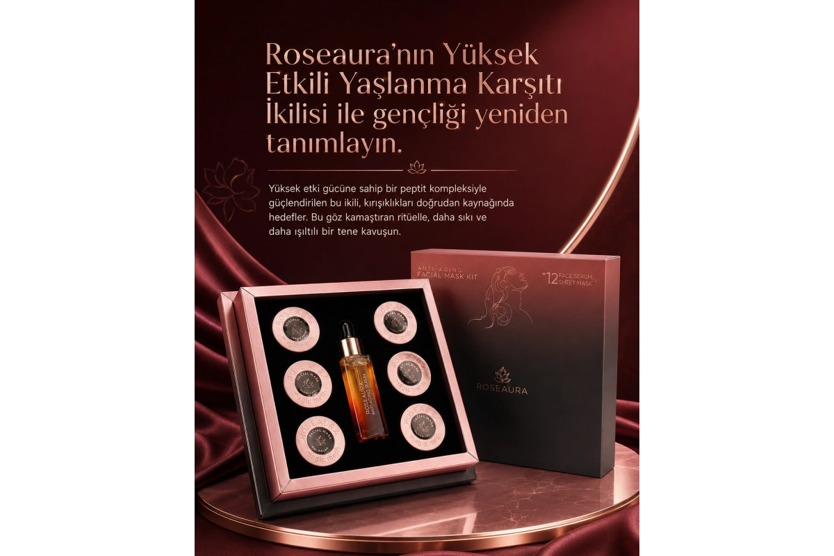 Anti-Aging Facial Mask Kit: Serum + Mask for Youthful Skin - 12 Times Use