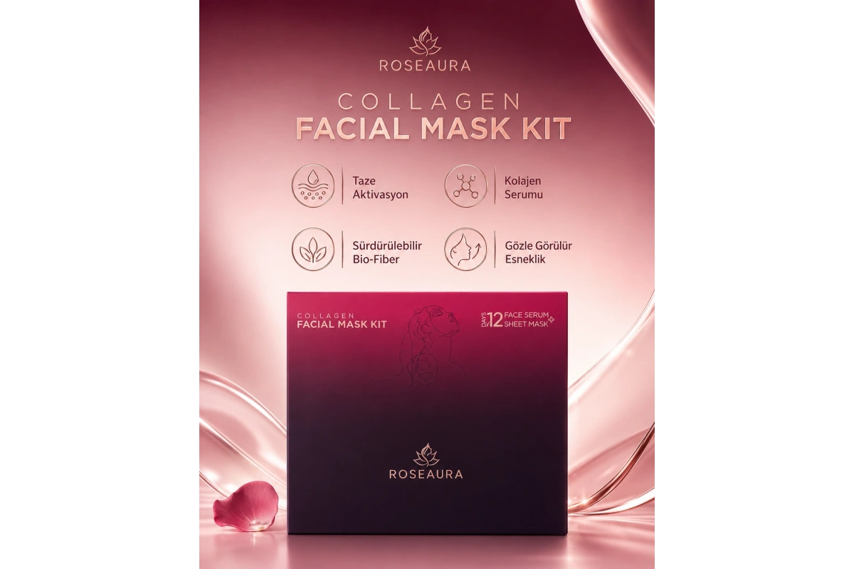 Collagen Facial Mask Kit: Serum + Mask for Firmness and Elasticity - 12 Times Use