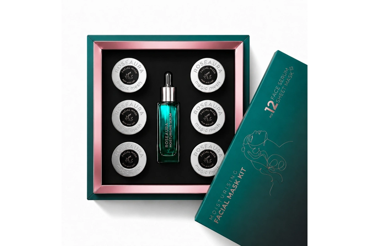 Moisturizing Facial Mask Kit: Serum + Mask for Deep Hydration - 12 Times Use