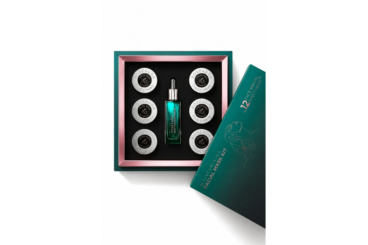 Moisturizing Facial Mask Kit: Serum + Mask for Deep Hydration - 12 Times Use