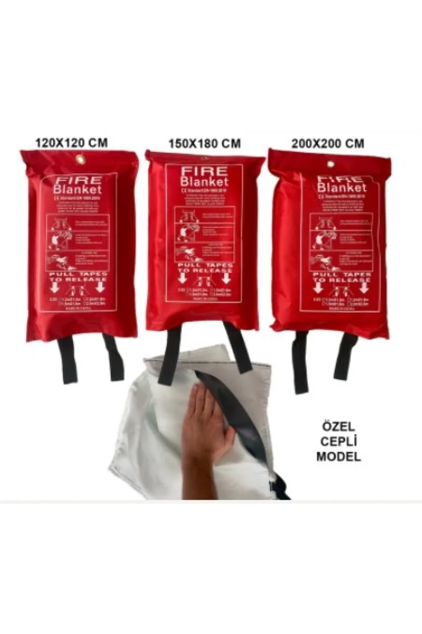 FiberGlass Cam Elyafından İmal Yangın Battaniyesi Fire Blanket-Cepli Model