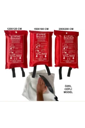 FiberGlass Cam Elyafından İmal Yangın Battaniyesi Fire Blanket-Cepli Model