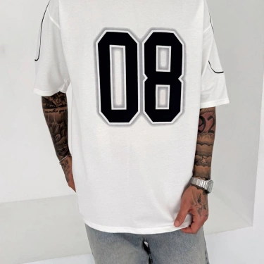 08 Oversize Unisex Tshirt-Beyaz
