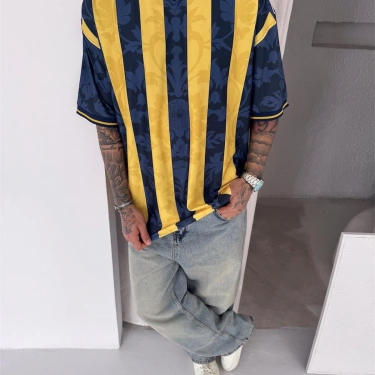 Taraftar Oversize Tshirt-Sarı Lacivert