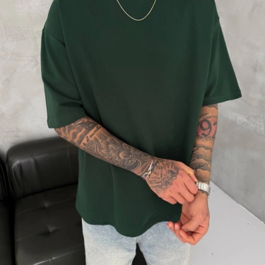 Basic New Season Unisex Tshirt-Yeşil