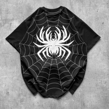Spider Oversize Unisex Tişört - Siyah