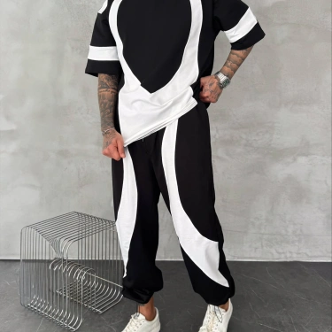 Parçalı Unisex Oversize Eşofman Takımı-Siyah