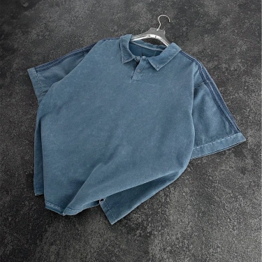 Jean Oversize Unisex Tişört - Mavi