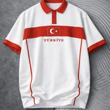 Yeni Sezon TR Parçalı Unisex Tişört - Beyaz