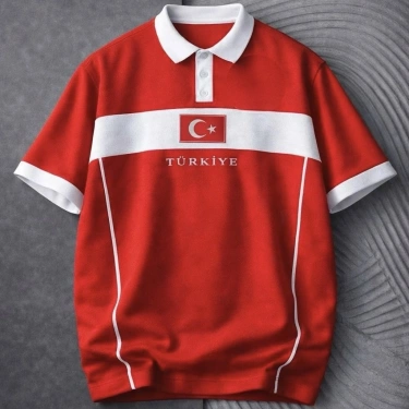 Yeni Sezon TR Parçalı Unisex Tişört - Kırmızı