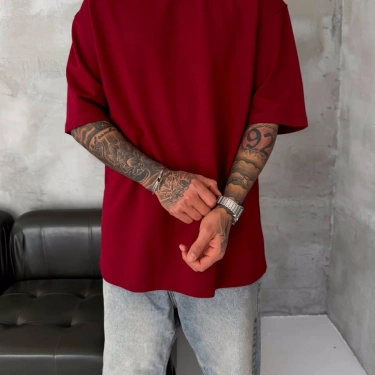 Basic New Season Unisex Tshirt-Bordo