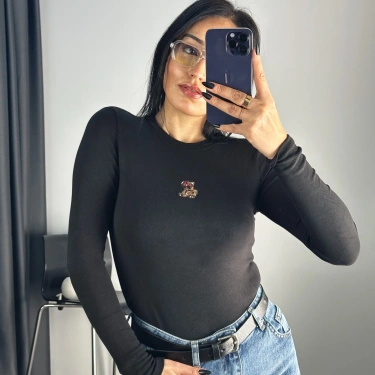 Bear Nakışlı Bluz