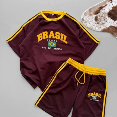 BRSL Unisex Şortlu Takım-Bordo