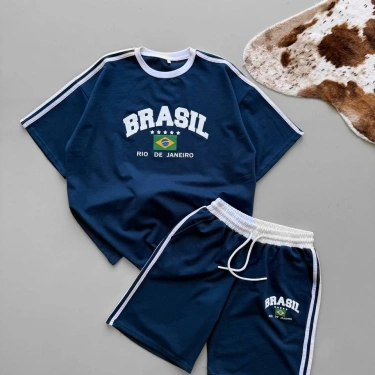 BRSL Unisex Şortlu Takım-Lacivert