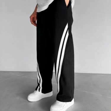 Çift Şerit Şardonlu Unisex Baggy Eşofman