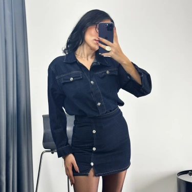 Düğmeli Kot Takım