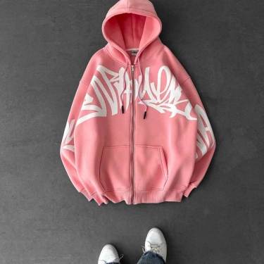 Graffity Şardonlu Kapüşonlu Hırka Pembe
