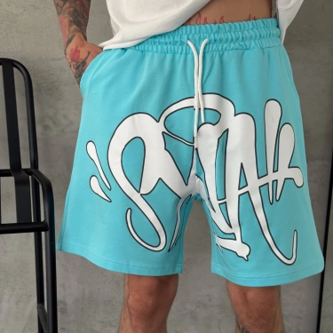 Grafity Unisex Şort - Mavi