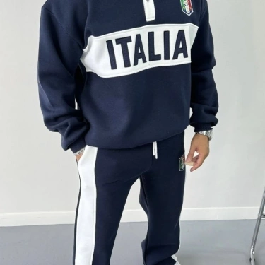 ITL Şardonlu Unisex Eşofman Takımı-Lacivert