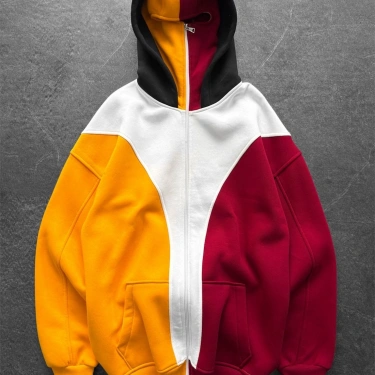 Maskeli Taraftar Şardonlu Hoodie-Sarı Kırmızı