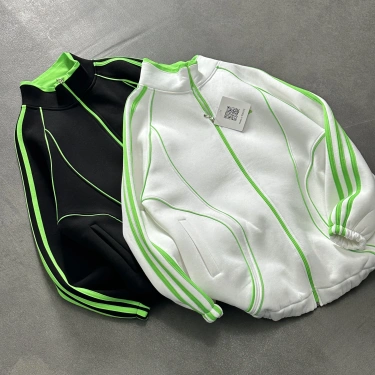 Neon Şeritli ADD Şardonlu Hırka-Beyaz